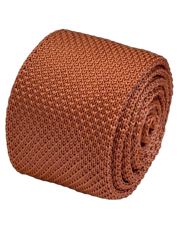 copper orange dark peach coral knitted tie